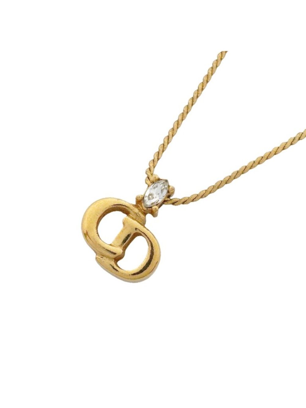 Dior Necklace CD Logo Gold Plated Rhinestone